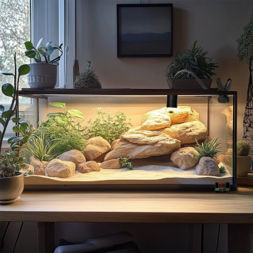 Світильник довгий з затискної ручкою і термостатом Terrario Long ReptiSun Temperature Control 200W-4