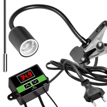 Світильник довгий з затискної ручкою і термостатом Terrario Long ReptiSun Temperature Control 200W-3