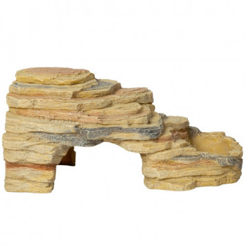 Печера Repti-Zoo Leopard Gecko Rock Set 27x16,5x13см (ERS42) з укриттям, мисками і платформою для рептилій-1