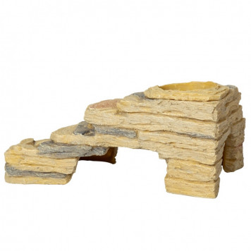 Печера Repti-Zoo Leopard Gecko Rock Set 27x16,5x13см (ERS42) з укриттям, мисками і платформою для рептилій-3