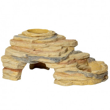 Печера Repti-Zoo Leopard Gecko Rock Set 27x16,5x13см (ERS42) з укриттям, мисками і платформою для рептилій-7