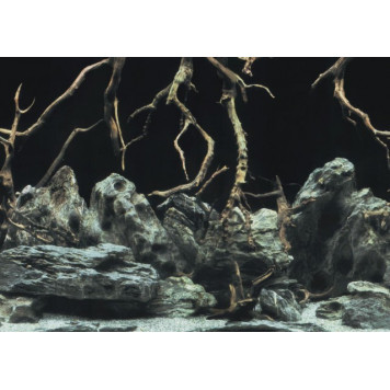 Акваріумний задній фон Aqua Nova Синє море/Камені з корчами 60x30см (TREE ROOTS/WATER S)-2