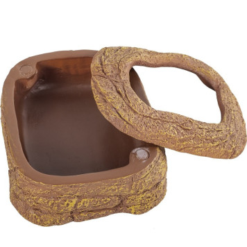 Миска магнітна для живого корму Repti-Zoo Magnetic Food Dish 9×7×4 см (ERB45) з імітацією скелі для тераріумів-5