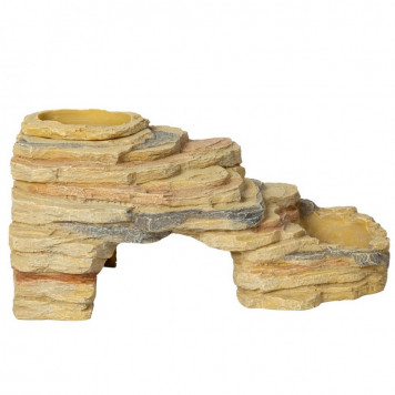 Печера Repti-Zoo Leopard Gecko Rock Set 27x16,5x13см (ERS42) з укриттям, мисками і платформою для рептилій-2