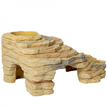 Печера Repti-Zoo Leopard Gecko Rock Set 27x16,5x13см (ERS42) з укриттям, мисками і платформою для рептилій-4