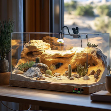 Світильник довгий з затискної ручкою і термостатом Terrario Long ReptiSun Temperature Control 200W-2